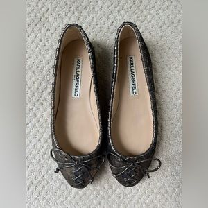 Karl Lagerfeld Paris Lebois Metallic Suede Stitched Ballet Flats